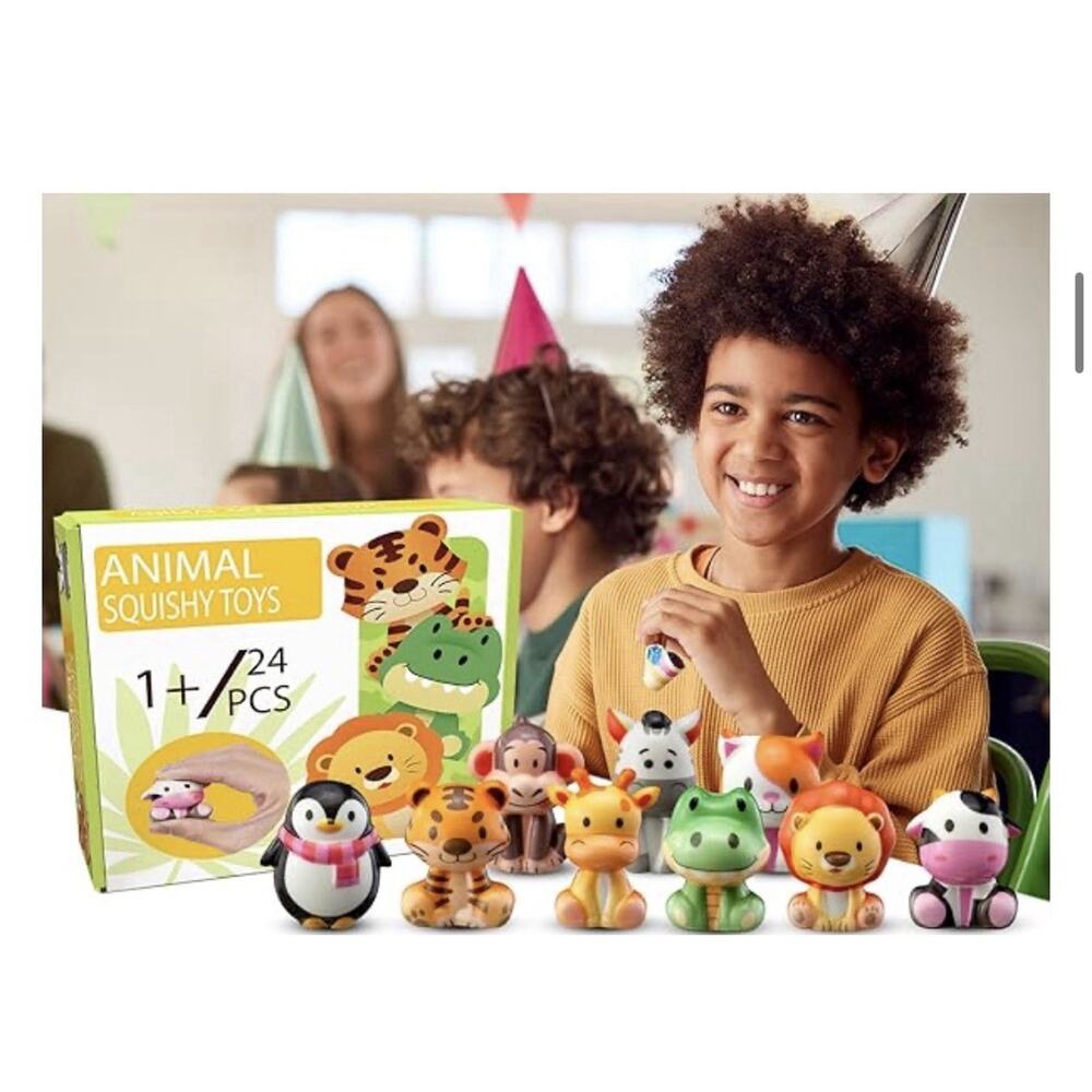 Party Favors for 24PCS Safari Animal Squishy Toys Goodie Bag Stuffers